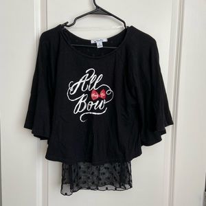 NWOT Minnie Mouse Black Polka Dot Blouse “All About The Bow” - Size S